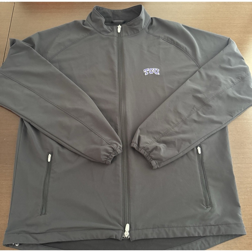 Peter Millar TCU Horned Frogs Dunes Jacket Black Full Zip Mens Size XL EUC